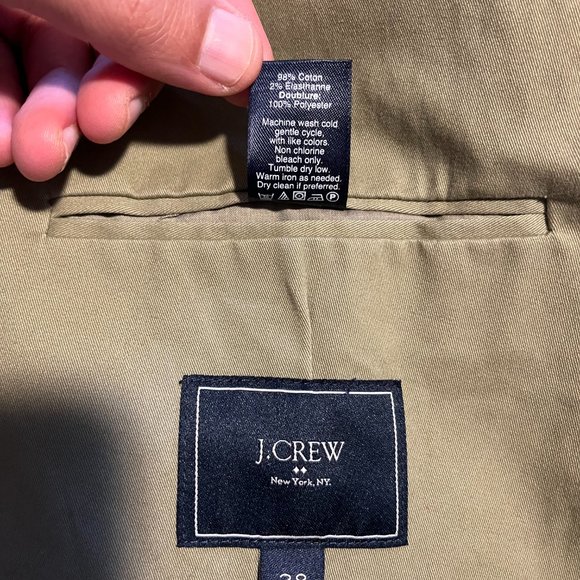 J.Crew Factory Cotton Blend Light Olive Green Sport Coat Jacket Size 38 - Picture 8 of 8